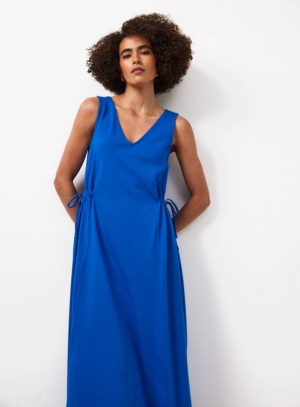 Bright Blue Jersey Tie Side Midaxi Dress 12